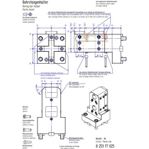 Divu pozīciju izvirpošanas instrumentu turētājs ∅25