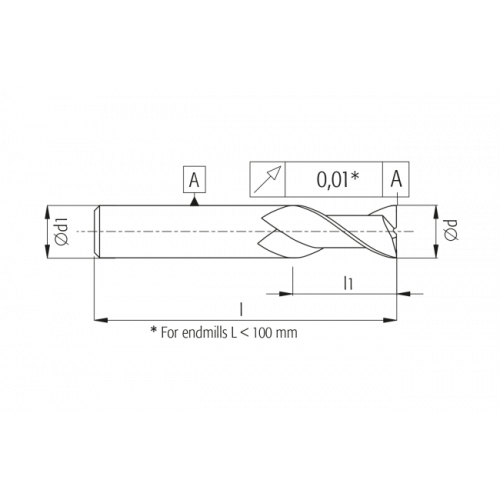 Фреза с фаской на стороне AS3 4,0x57, VHM
