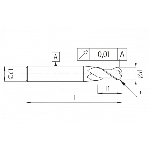Радиусная фреза BT2 1.0x40, VHM