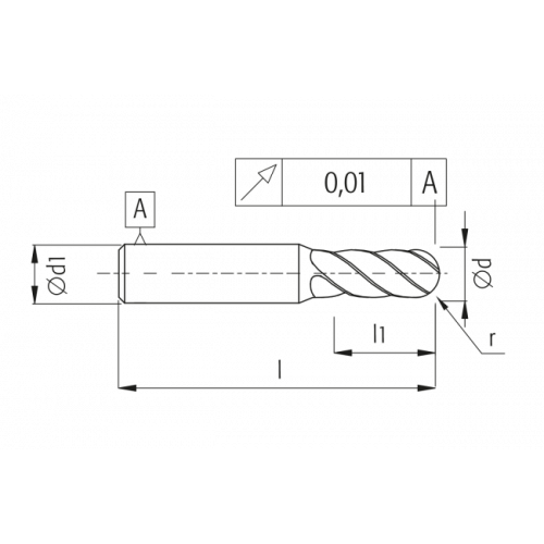 Радиусная фреза BT4 11x70, VHM