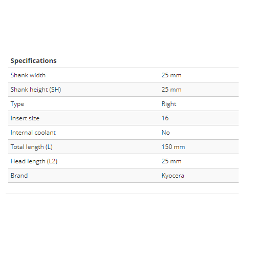 Vītņu griešanas grieznis KTNR2525M-16