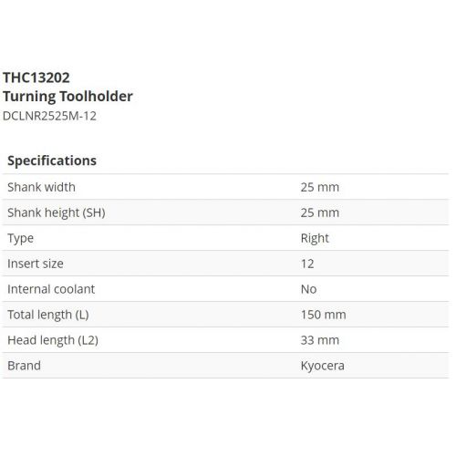 Virpošanas instrumentu turētājs DCLNR2525M-12