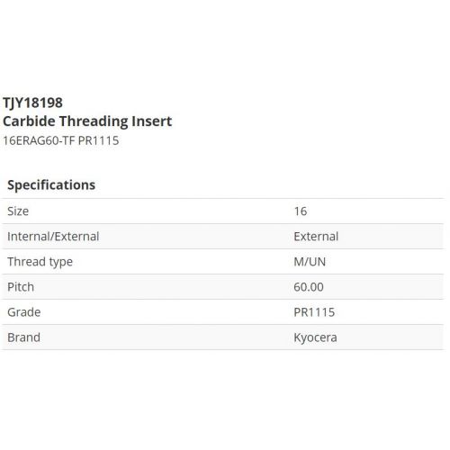 Пластины для резьбы TJY18198 16ERAG60-TF PR1115
